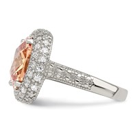Sterling Silver Champagne & Clear Color CZ Ring view 4