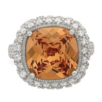 Sterling Silver Champagne & Clear Color CZ Ring view 5