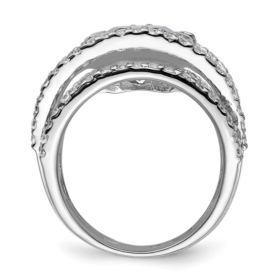 Sterling Silver Rhodium-plated Purple & Clear CZ Ring