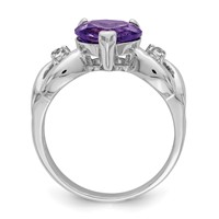 Sterling Silver Lavender CZ Heart Ring view 2