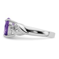 Sterling Silver Lavender CZ Heart Ring view 4