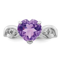 Sterling Silver Lavender CZ Heart Ring view 5