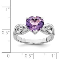 Sterling Silver Lavender CZ Heart Ring view 3