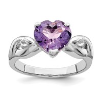 Sterling Silver Lavender CZ Heart Ring view 1