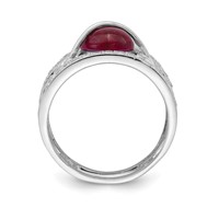Sterling Silver Rhodium-plated Red Heart CZ & Clear CZ Ring view 2