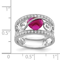 Sterling Silver Rhodium-plated Red Heart CZ & Clear CZ Ring view 3