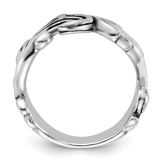 Sterling Silver Polished & Antiqued Curved Design Ring