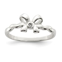 Sterling Silver CZ Bow Ring view 1