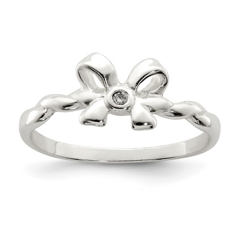 Sterling Silver CZ Bow Ring