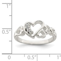 Sterling Silver CZ Heart Ring view 4