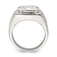 Sterling Silver Rhodium-plated Men's CZ Ring view 2