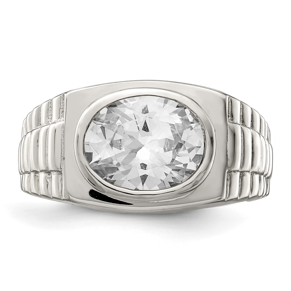 Sterling Silver Rhodium-plated Men's CZ Ring (QR2437-11)
