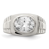 Sterling Silver Rhodium-plated Men's CZ Ring view 4