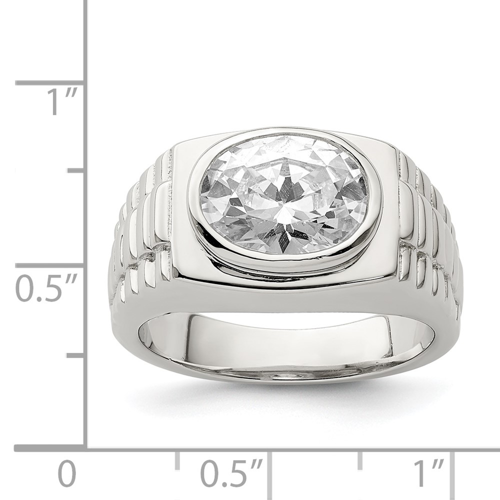 Sterling Silver Rhodium-plated Men's CZ Ring (QR2437-11)