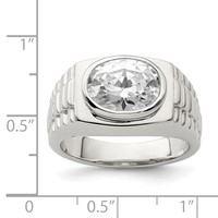 Sterling Silver Rhodium-plated Men's CZ Ring view 5