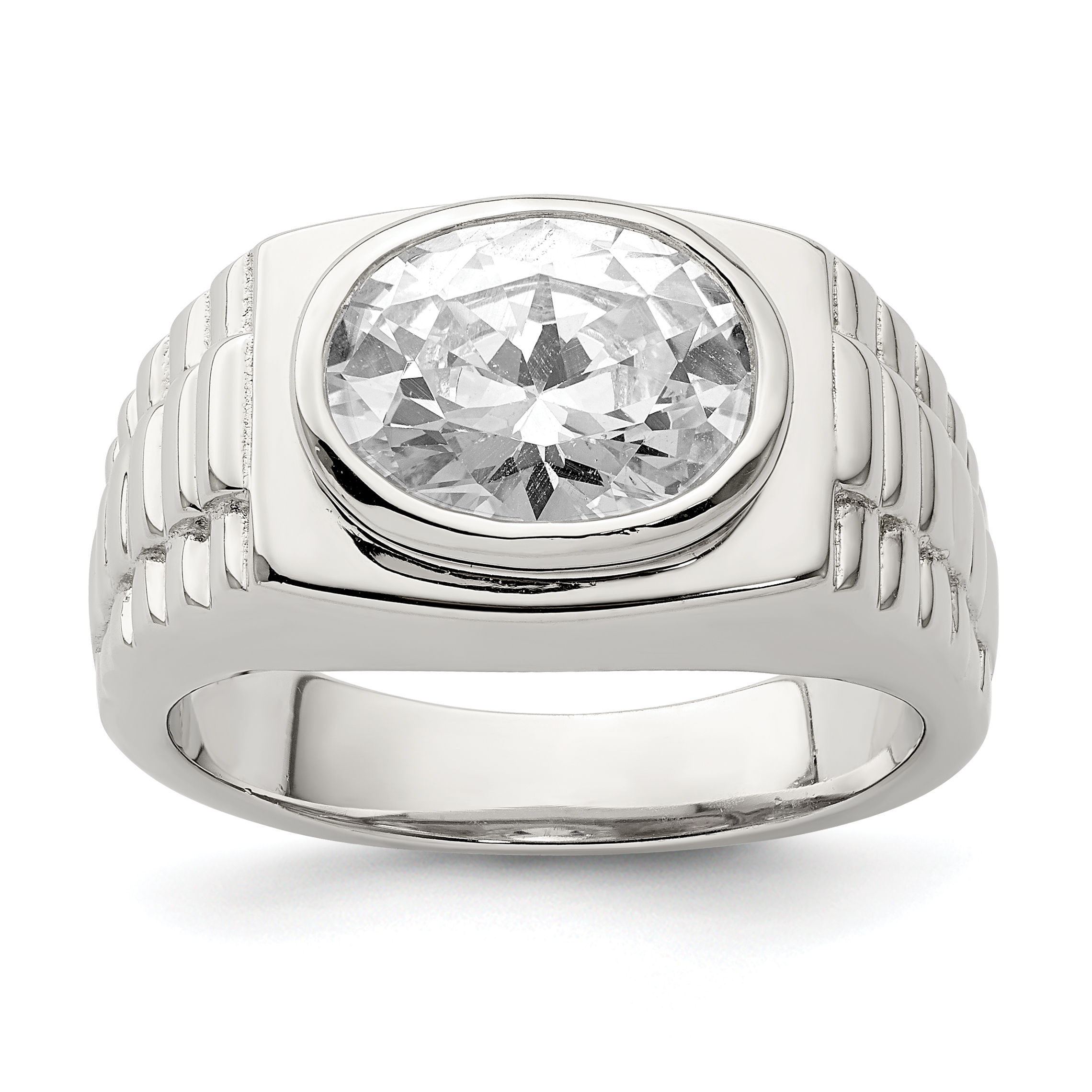 Sterling Silver Rhodium-plated Men's CZ Ring (QR2437-11)