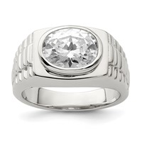 Sterling Silver Rhodium-plated Men's CZ Ring view 1