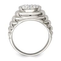 Sterling Silver Rhodium-plated Men's CZ Cluster Ring view 2