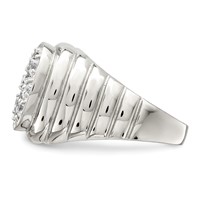 Sterling Silver Rhodium-plated Men's CZ Cluster Ring view 3