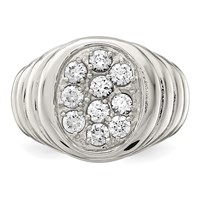 Sterling Silver Rhodium-plated Men's CZ Cluster Ring view 4