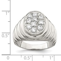 Sterling Silver Rhodium-plated Men's CZ Cluster Ring view 5