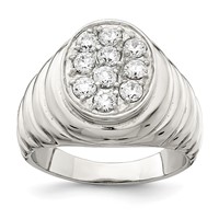 Sterling Silver Rhodium-plated Men's CZ Cluster Ring view 1