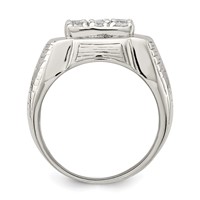 Sterling Silver Rhodium-plated Men's CZ Ring view 2