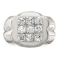 Sterling Silver Rhodium-plated Men's CZ Ring view 4