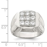 Sterling Silver Rhodium-plated Men's CZ Ring view 5