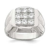 Sterling Silver Rhodium-plated Men's CZ Ring view 1
