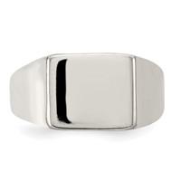 Sterling Silver 11x 12mm Closed Back Signet Ring view 5