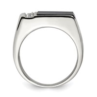 Sterling Silver Rhodium-plated Onyx & CZ Ring view 2