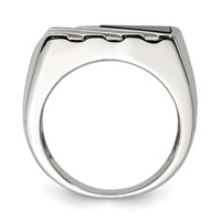Sterling Silver Rhodium-plated Men's Onyx Ring view 2