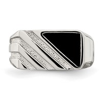 Sterling Silver Rhodium-plated Men's Onyx Ring view 5