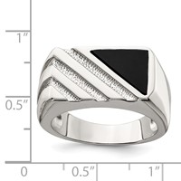 Sterling Silver Rhodium-plated Men's Onyx Ring view 3