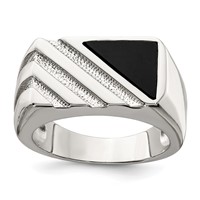 Sterling Silver Rhodium-plated Men's Onyx Ring view 1