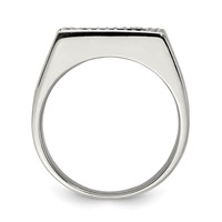 Sterling Silver Rhodium-plated Men's CZ & Onyx Ring view 2