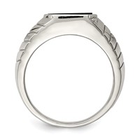 Sterling Silver Rhodium-plated Men's CZ & Onyx Ring view 2