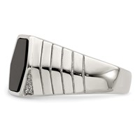 Sterling Silver Rhodium-plated Men's CZ & Onyx Ring view 4