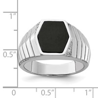 Sterling Silver Rhodium-plated Men's CZ & Onyx Ring view 3