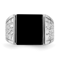 Sterling Silver Rhodium-plated Men's Onyx Ring view 5