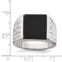 Sterling Silver Rhodium-plated Men's Onyx Ring view 3