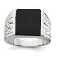 Sterling Silver Rhodium-plated Men's Onyx Ring view 1