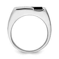 Sterling Silver Rhodium-plated Men's CZ and Onyx Ring view 2
