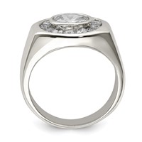 Sterling Silver Rhodium-plated Men's CZ Ring view 2