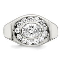Sterling Silver Rhodium-plated Men's CZ Ring view 5