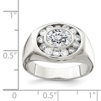 Sterling Silver Rhodium-plated Men's CZ Ring view 3