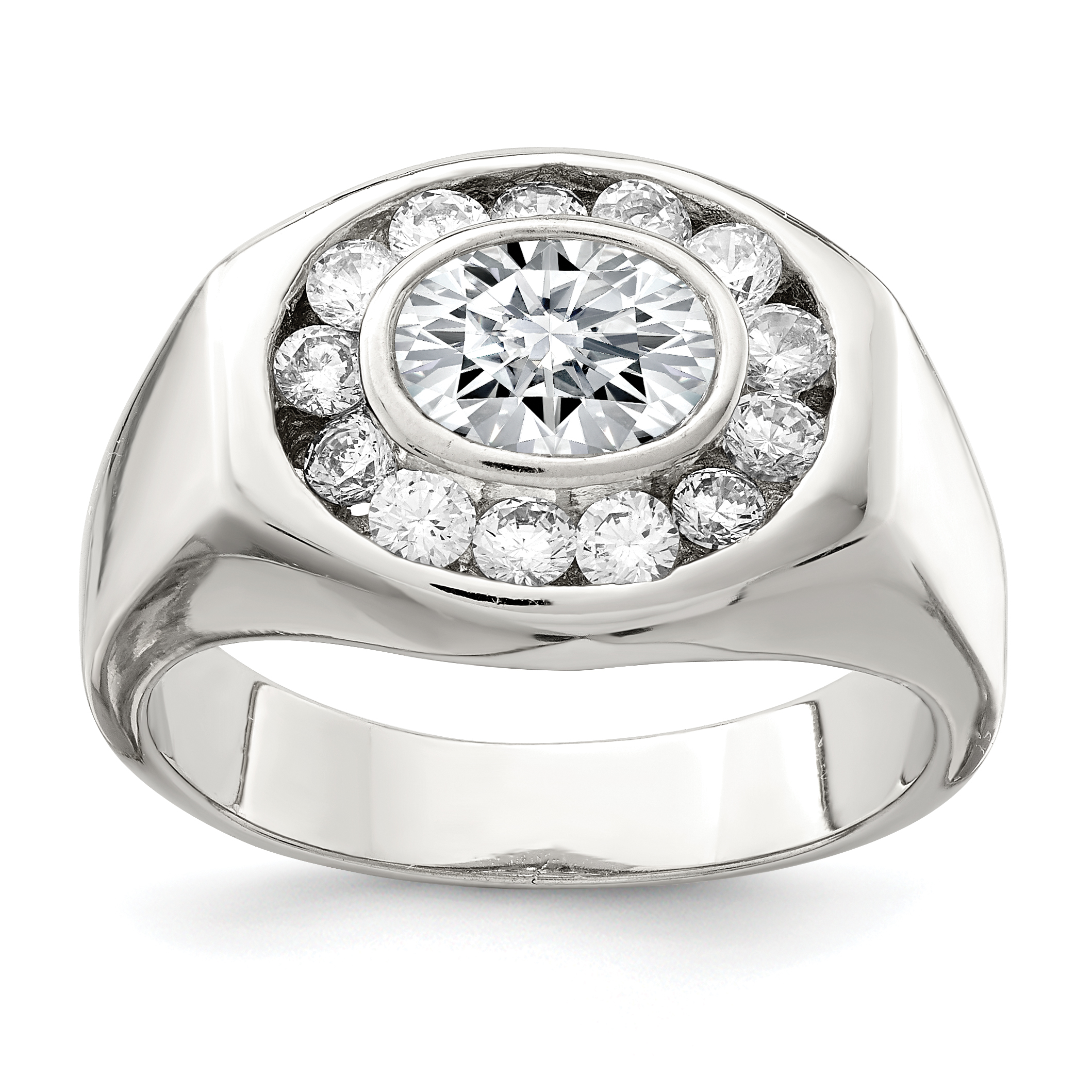 Sterling Silver Rhodium-plated Men's CZ Ring (QR2464-10)