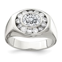 Sterling Silver Rhodium-plated Men's CZ Ring view 1