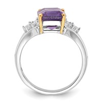 Sterling Silver & 14K Accent Amethyst and Diamond Ring view 2
